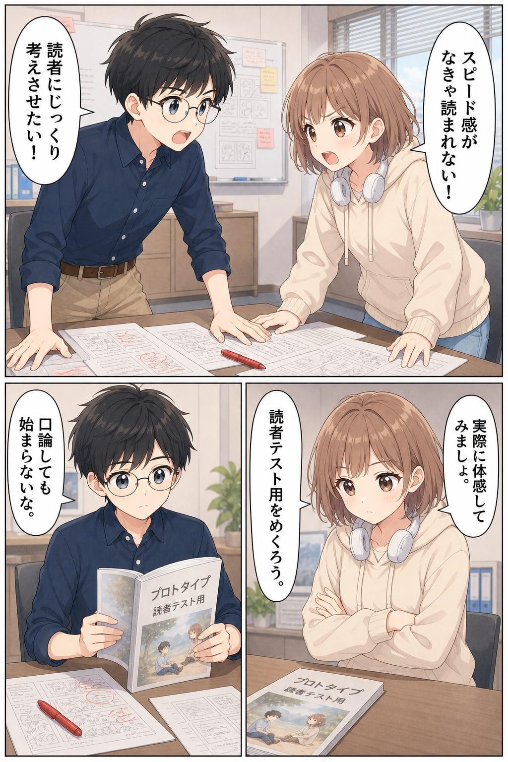 Nottが実際に生成した漫画の本文ページ例1(タッチ「キュート」)