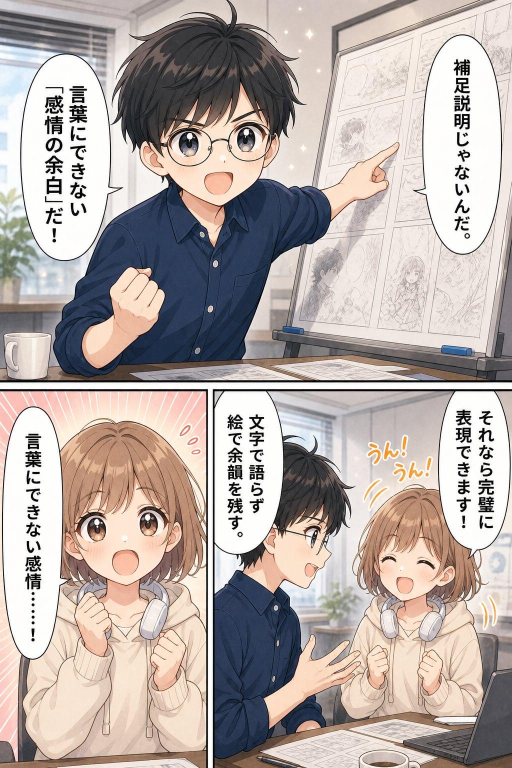 Nottが実際に生成した漫画の本文ページ例2(タッチ「キュート」)